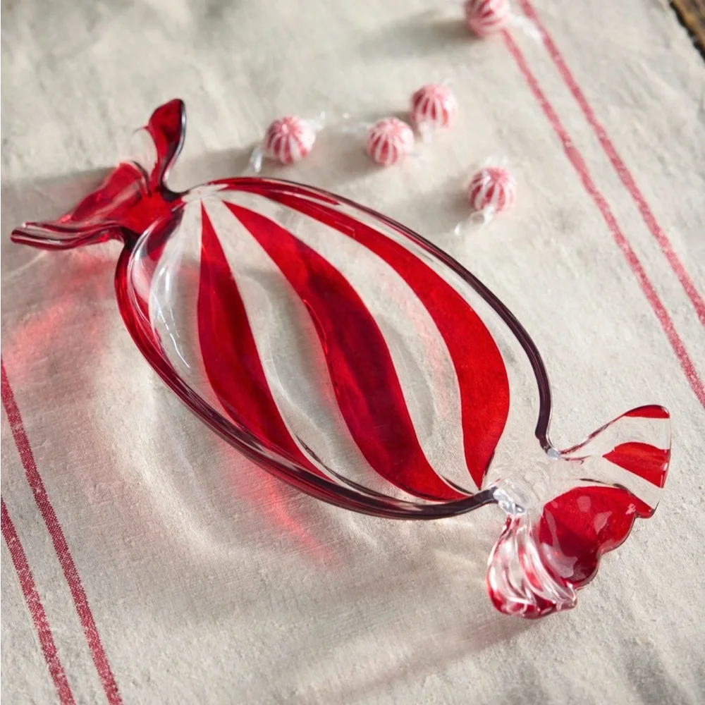 Striped Glass Candy Dish~ • Large: 1.8